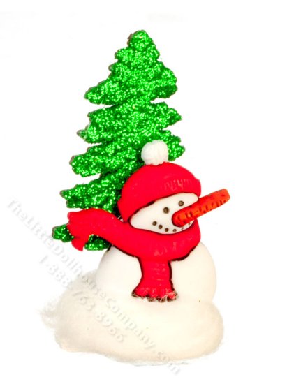 (image for) Miniature Snowman Decoration for Dollhouses - Red