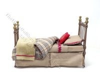 (image for) Miniature Wrought Iron Twin/Single Bed for Dollhouses - Bronze