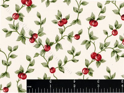(image for) Red Berry Vine Pattern Miniature Wallpaper for Dollhouses