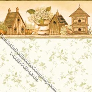 (image for) Cottage Bird Houses Pattern Miniature Wallpaper for Dollhouses