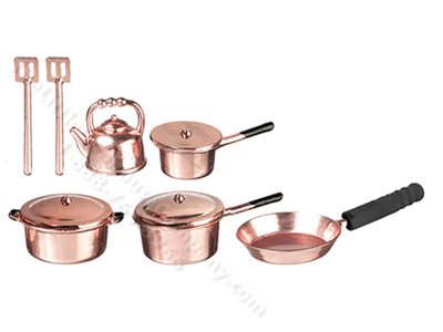 (image for) 10 Pieces Copper Metal Kitchenware For Dollhouses