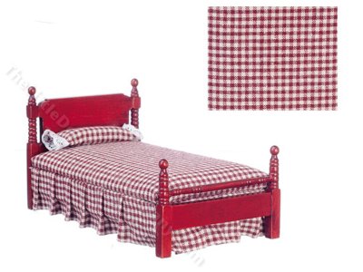 (image for) Miniature Mahogany Single Bed for Dollhouses