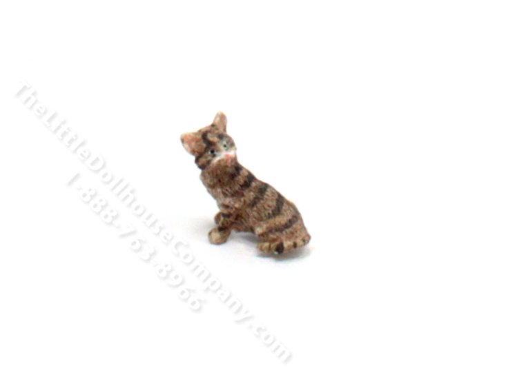 (image for) Miniature Half Scale Striped Cat for Dollhouses