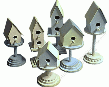 (image for) Kit of Miniature Birdhouses on Posts