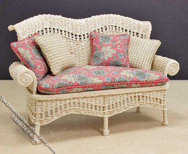 (image for) Miniature Natural Colour Wicker Sofa for Dollhouses