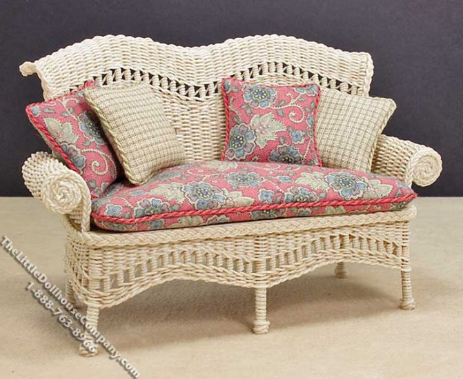 (image for) Miniature Natural Colour Wicker Sofa for Dollhouses