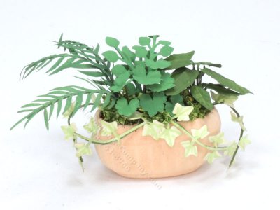 (image for) Miniature Oblong Clay Planter With Foliage