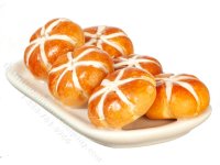 (image for) Miniature Hot Cross Buns on a Plate for Dollhouses