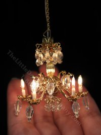 (image for) Dollhouse Miniature Hariette v.2 5-Arm Chandelier - 12V