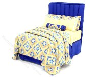 (image for) Miniature Yellow and Blue Bed for Dollhouses