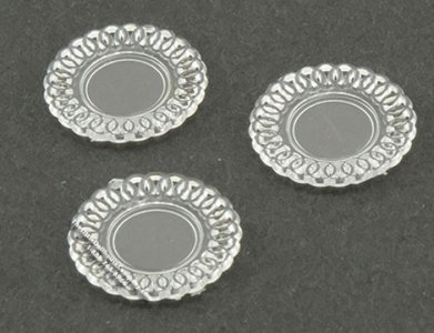 (image for) Miniature Crystal Clear Lace-Edged Plates For Dollhouses