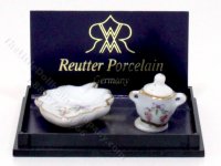 (image for) Miniature Rose Pattern Tray and Container with Lid