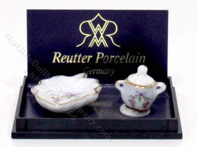 (image for) Miniature Rose Pattern Tray and Container with Lid