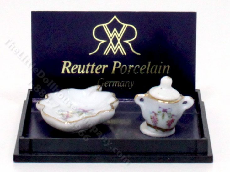 (image for) Miniature Rose Pattern Tray and Container with Lid
