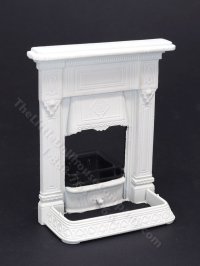 (image for) Miniature Small Victorian Bedroom Fireplace for Dollhouses - White