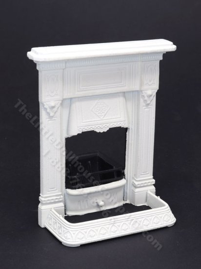 (image for) Miniature Small Victorian Bedroom Fireplace for Dollhouses - White