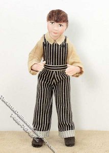 (image for) Brown Haired Boy Wearing Striped Overalls by Patsy Thomas