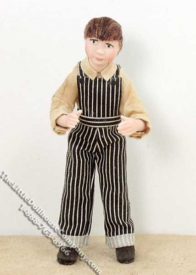 (image for) Brown Haired Boy Wearing Striped Overalls by Patsy Thomas