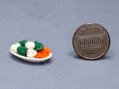 (image for) Miniature Steamed Vegetables in Dish for Dollhouses