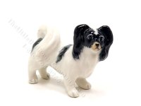 (image for) Miniature Porcelain Papillon Dog Figurine for Dollhouses - Black