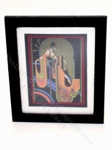 (image for) Miniature Framed Art Deco Print Woman Lounging