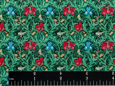 (image for) Iris on Green Pattern Miniature Wallpaper for Dollhouses