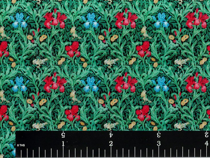 (image for) Iris on Green Pattern Miniature Wallpaper for Dollhouses