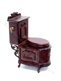 (image for) Miniature Mahogany Wooden Toilet for Dollhouses