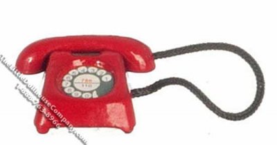 (image for) Miniature Rotary Dial Red Telephone for Dollhouses