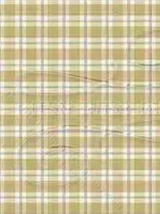 (image for) Khaki Bird Toile Plaid Pattern Wallpaper for Dollhouses