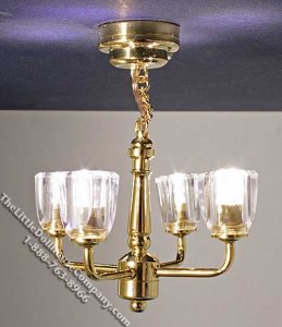 (image for) Battery Operated 4 Arm Brass 'Harbor' Chandelier