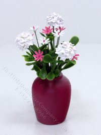 (image for) Miniature Pink Pot w/ Hydrangea Arrangement by Mini Creations