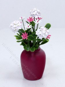 (image for) Miniature Pink Pot w/ Hydrangea Arrangement by Mini Creations