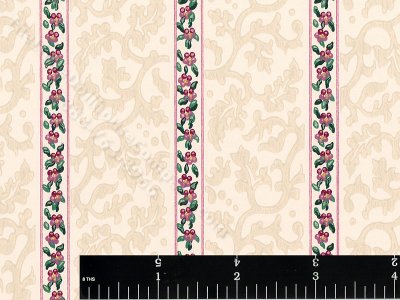 (image for) Gold Floral Stripe Miniature Wallpaper for Dollhouses