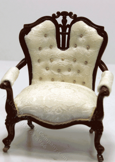 (image for) Miniature Walnut Victorian Armchair With Brass Castors