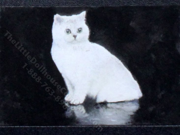 (image for) Miniature White Cat Painting by Larry Morganti