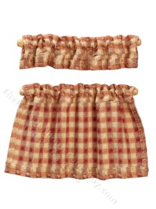 (image for) Miniature Cafe Curtains Set, Mauve Plaid