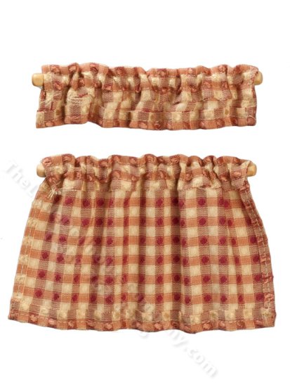 (image for) Miniature Cafe Curtains Set, Mauve Plaid