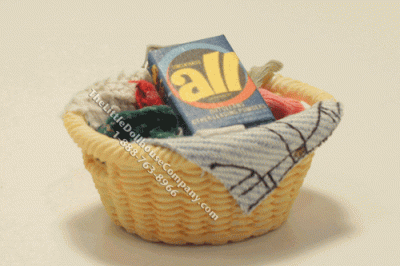 (image for) Dollhouse Miniature Filled Laundry Basket by Amy Robinson