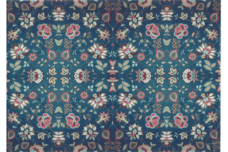 (image for) Miniature Extra Small Scale Blue Floral Rug