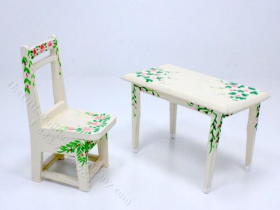 (image for) Miniature Floral Desk and Chair for Dollhouses