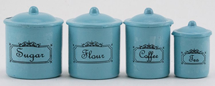 (image for) Miniature Turquoise Set/4 Canisters For Dollhouses