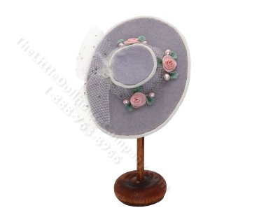 (image for) Vintage Miniature Grey Lady's Wide Brimmed Hat for Dollhouses