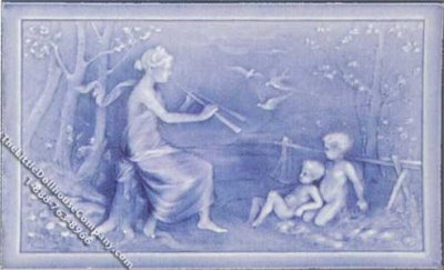 (image for) Dollhouse Scale Model Embossed Blue Classic Scene Wall Tile