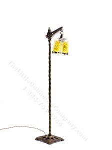 (image for) Art Deco Brass Bridge Floor Lamp - Yellow Shade by Jim Pounder