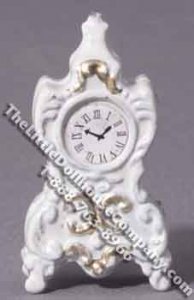 (image for) Miniature White Mantle Clock for Dollhouses