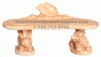 (image for) Miniature Tan Bunny Bench for Dollhouses