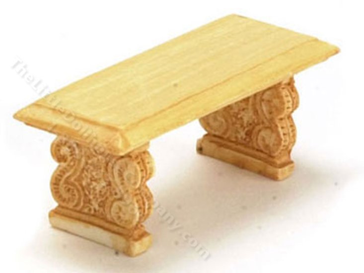 (image for) Miniature 1/2 Scale Tan Garden Bench for Dollhouses