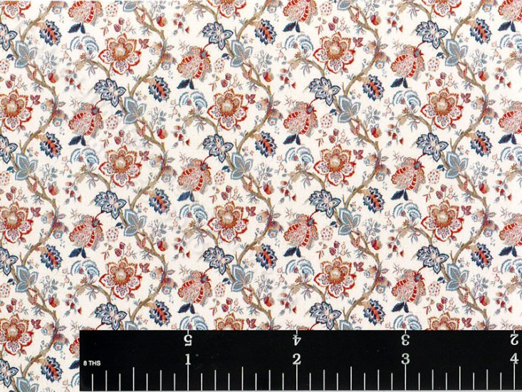 (image for) Dollhouse Scale Model Blue Floral Paisley Wallpaper