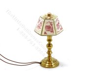 (image for) Miniature 12v Small Table Lamp for Dollhouses - Toile de Jouy